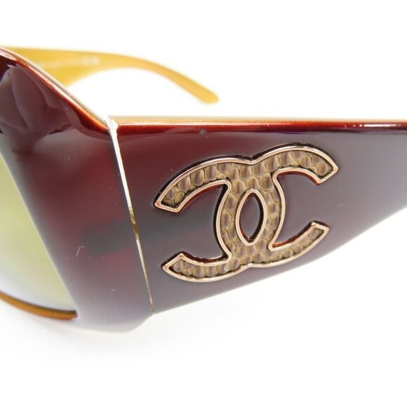 RARE CHANEL CC Vintage Logo Mother of Pearl Sunglasses 6022-Q Brown Amber - Picture 3 of 10